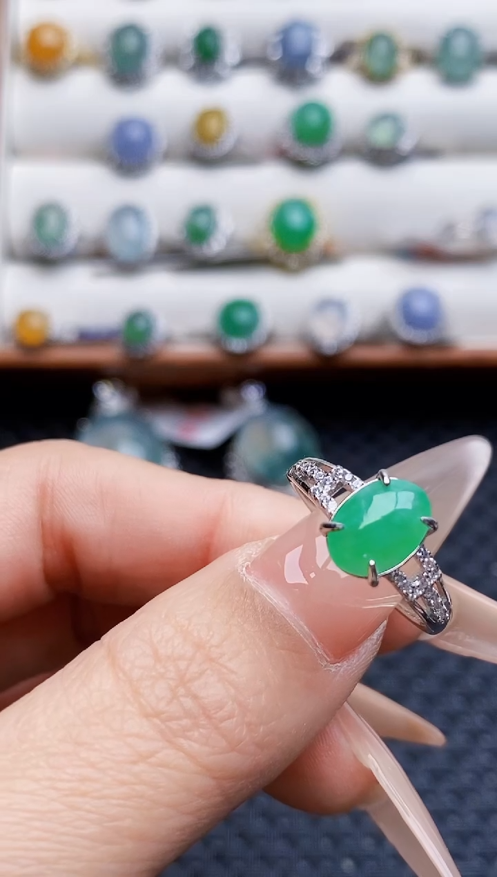 银S925镶嵌戒指翡翠2580