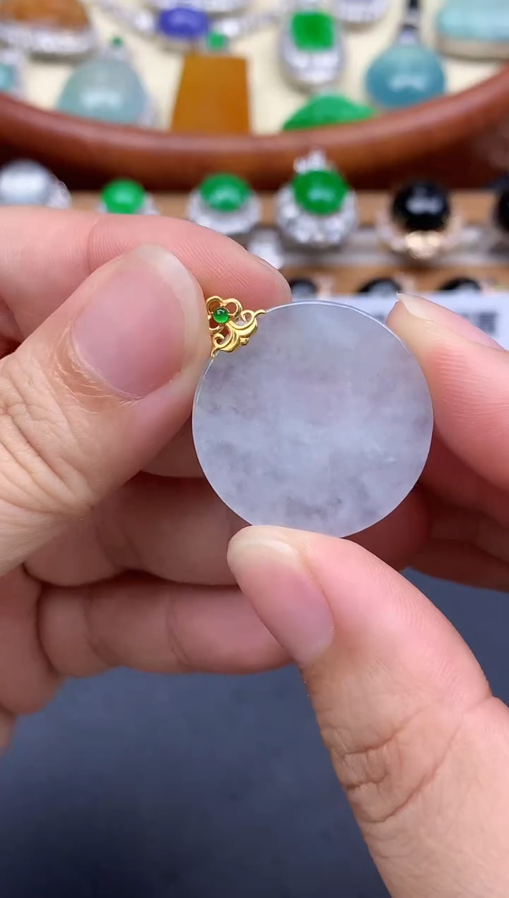 颈饰18K金镶嵌翡翠23-中国好珍宝