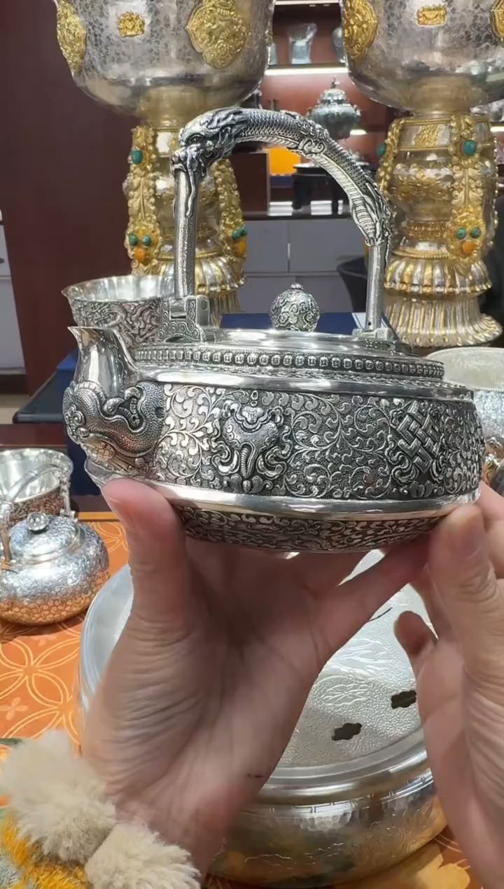 心**佛全手工大师工足银999烧水壶