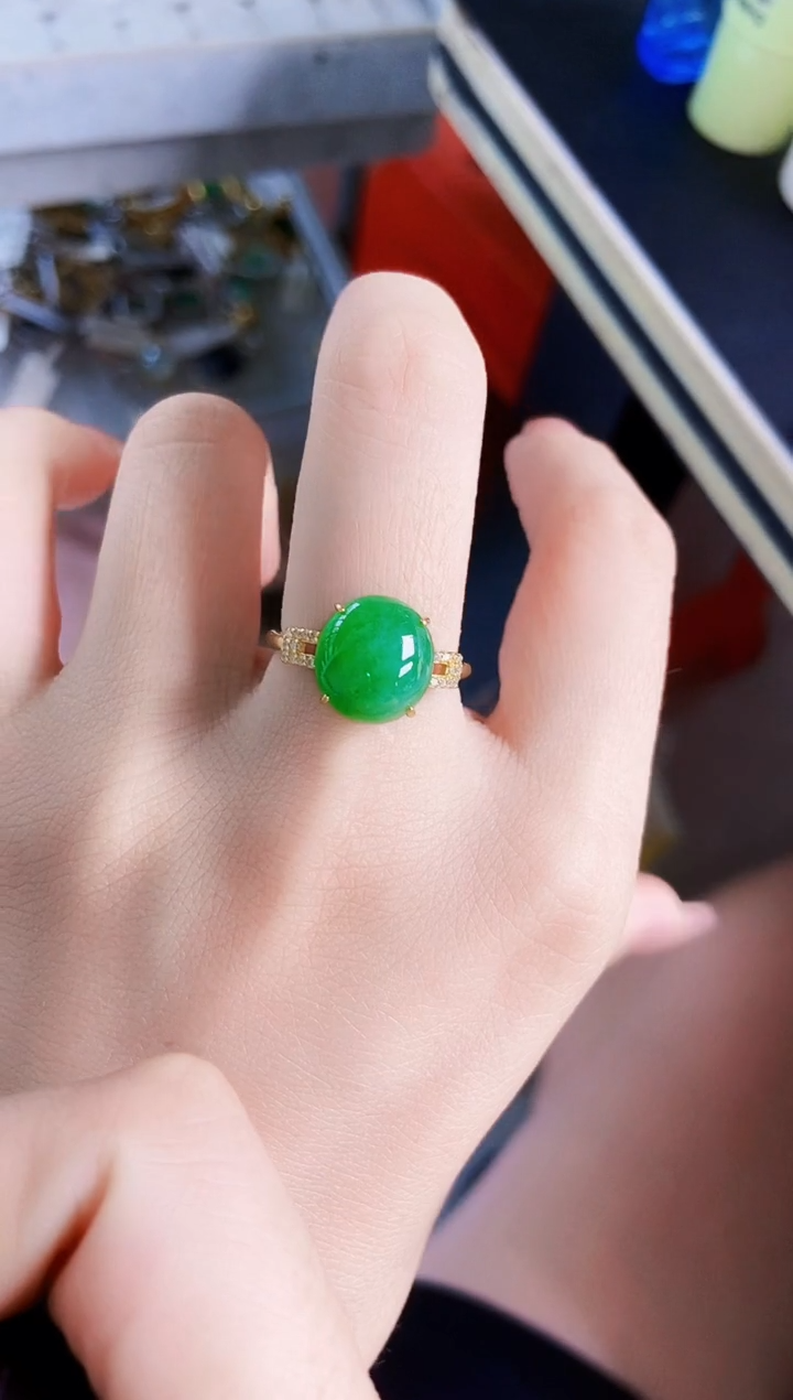 翡翠戒指银S925镶嵌12