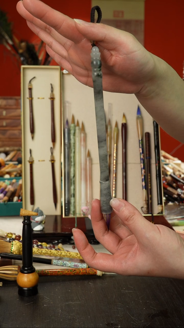 100号孤品高货毛笔链接 清水试笔 蘸墨不退