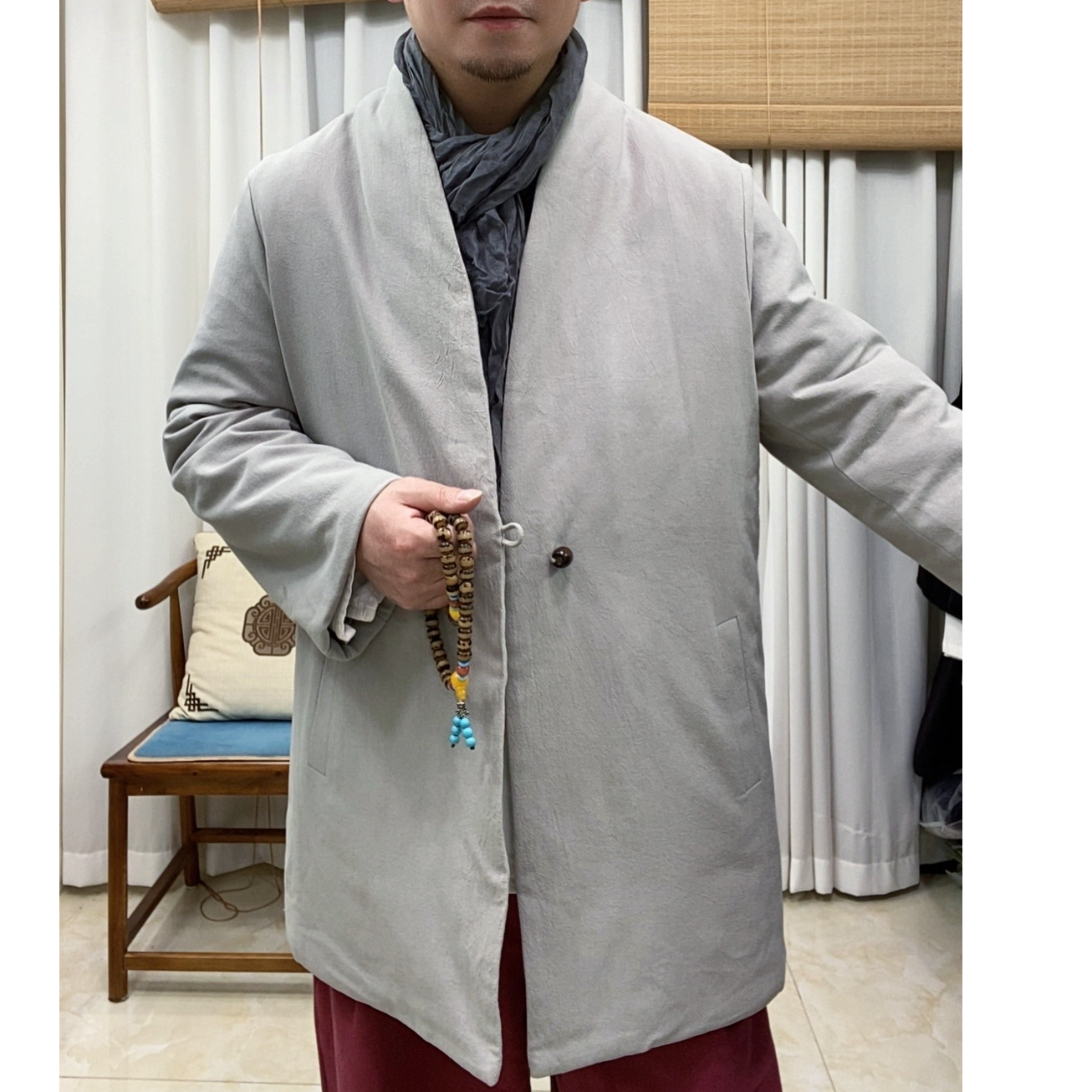 中式男装棉麻盘扣男式休闲秋冬棉衣棉袄夹棉外套中国风潮流中山装