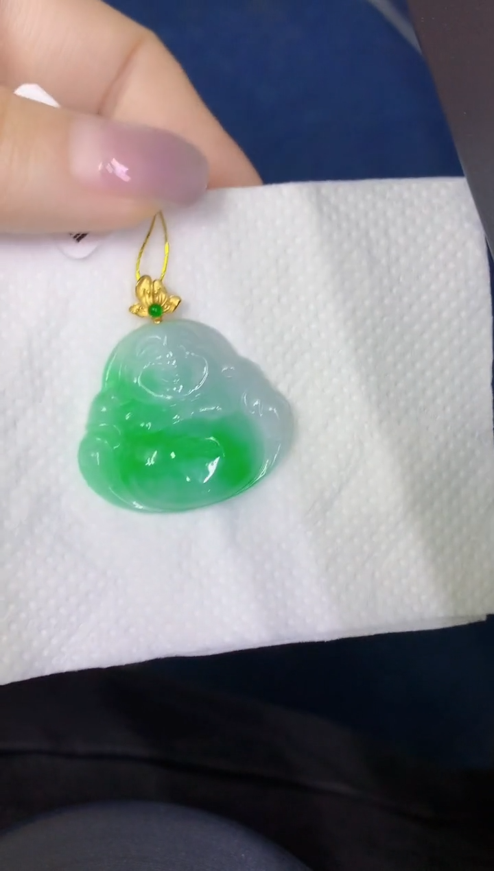 颈饰18K金镶嵌翡翠缅甸天然翡翠A货