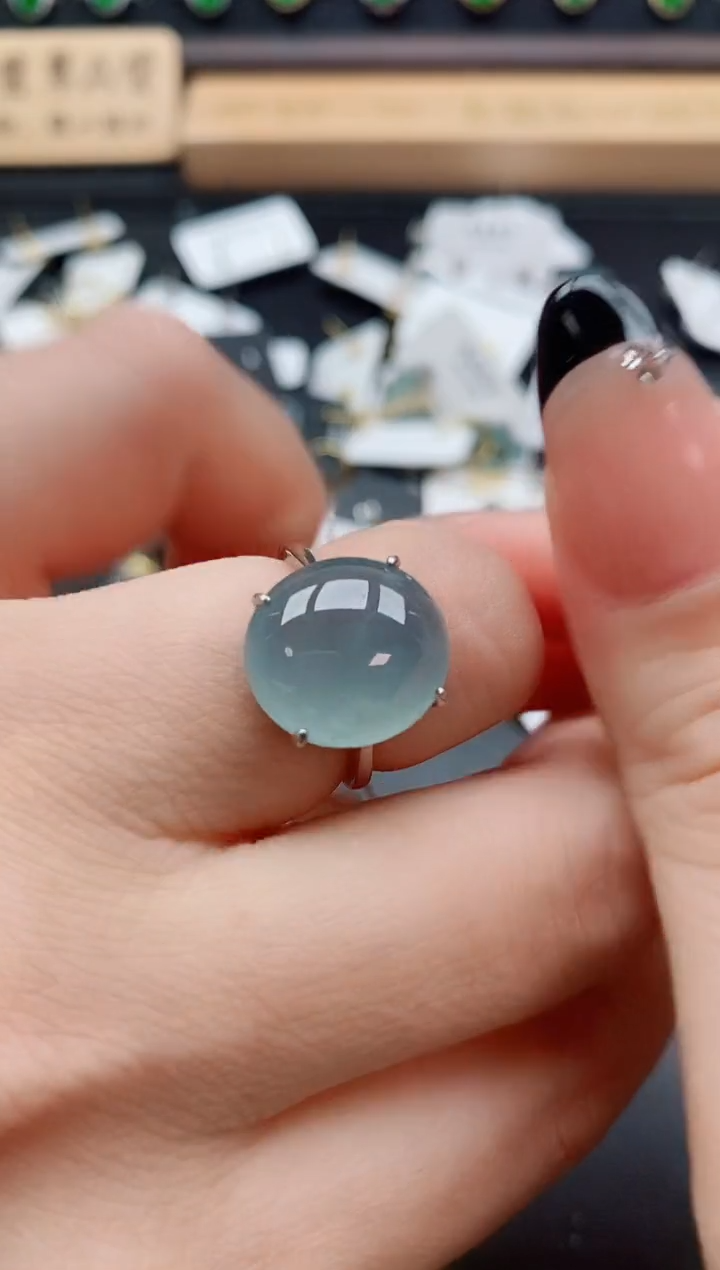 银S925镶嵌戒指翡翠1