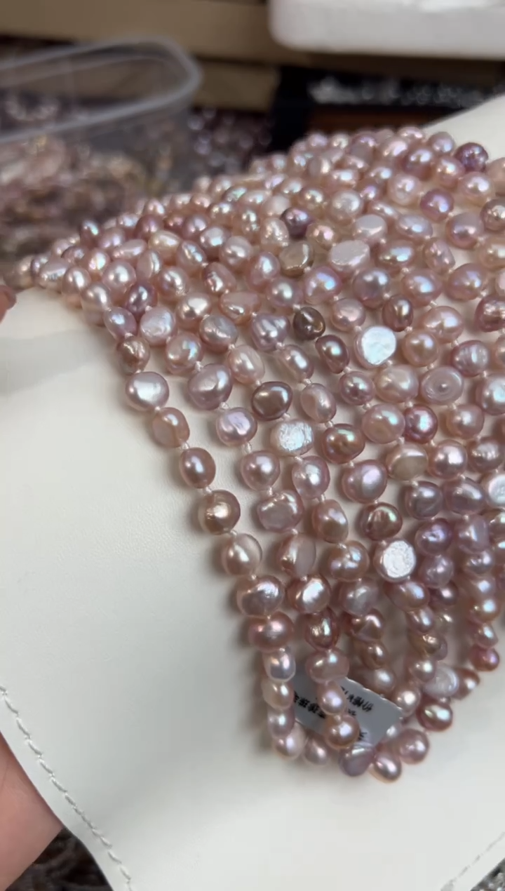 未镶嵌5淡水珍珠紫色*毛衣链珍珠项链（多样性发一）