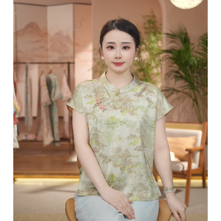 《 楼台烟雨-短袖》新中式提花国风时尚休闲防晒透气短袖