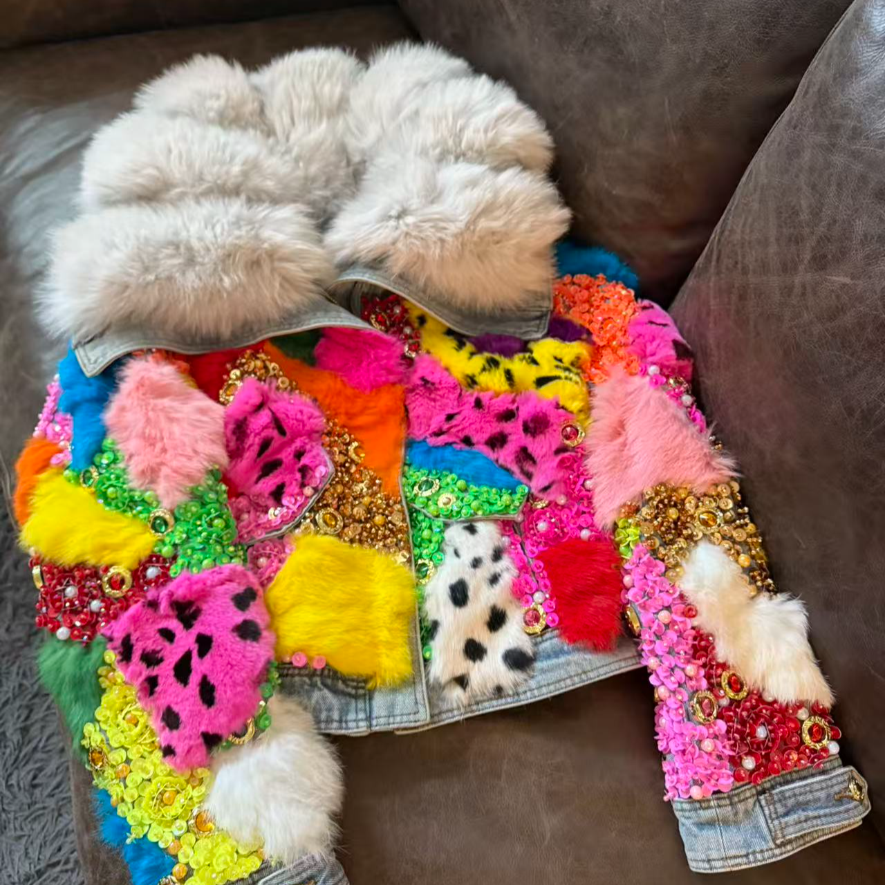 A991 网红时尚编织设计师保暖秋冬拼接冬季洋气百搭女士加厚外套