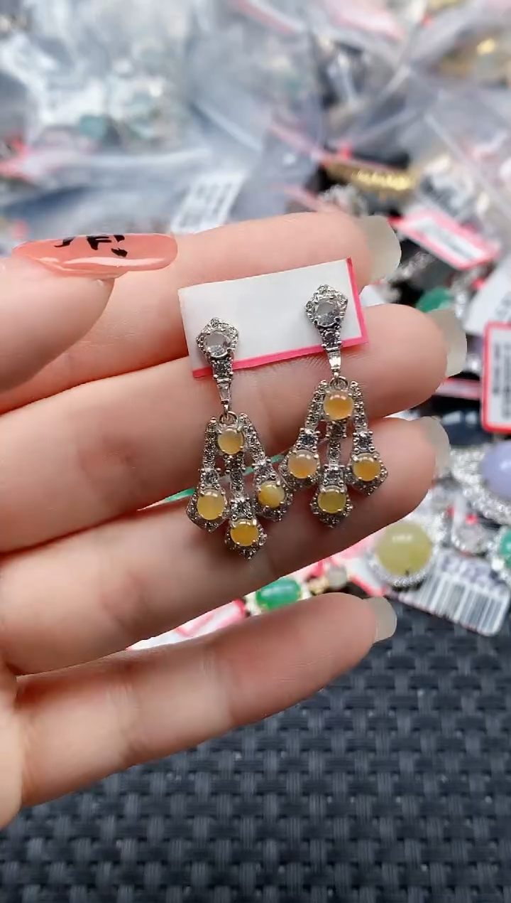 银S925镶嵌戒指翡翠天然A货缅甸翡翠