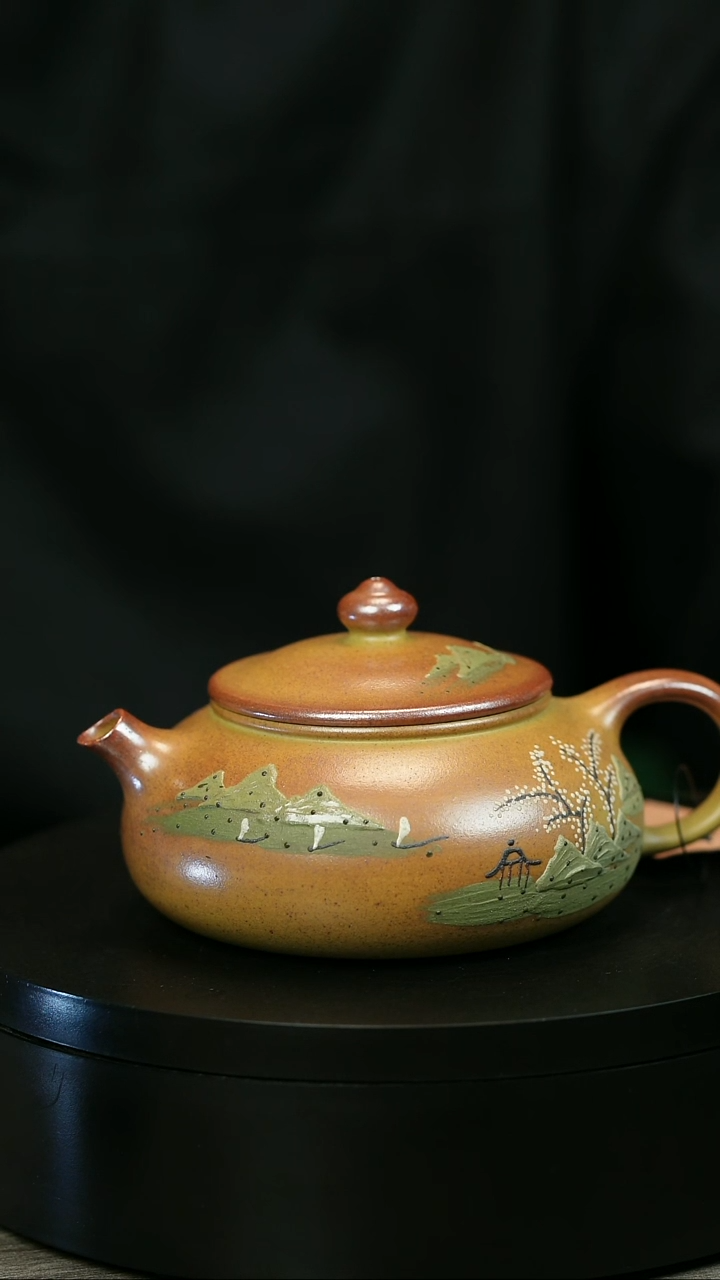 茶壶紫砂可*H2037蒋静明堆绘江南寒江