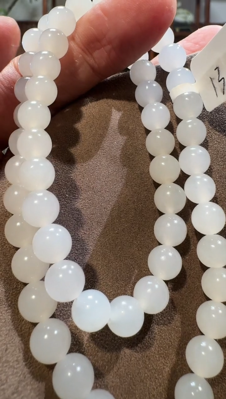 【闪购商品】和田玉珠链未镶嵌1361白玉8mm项链 