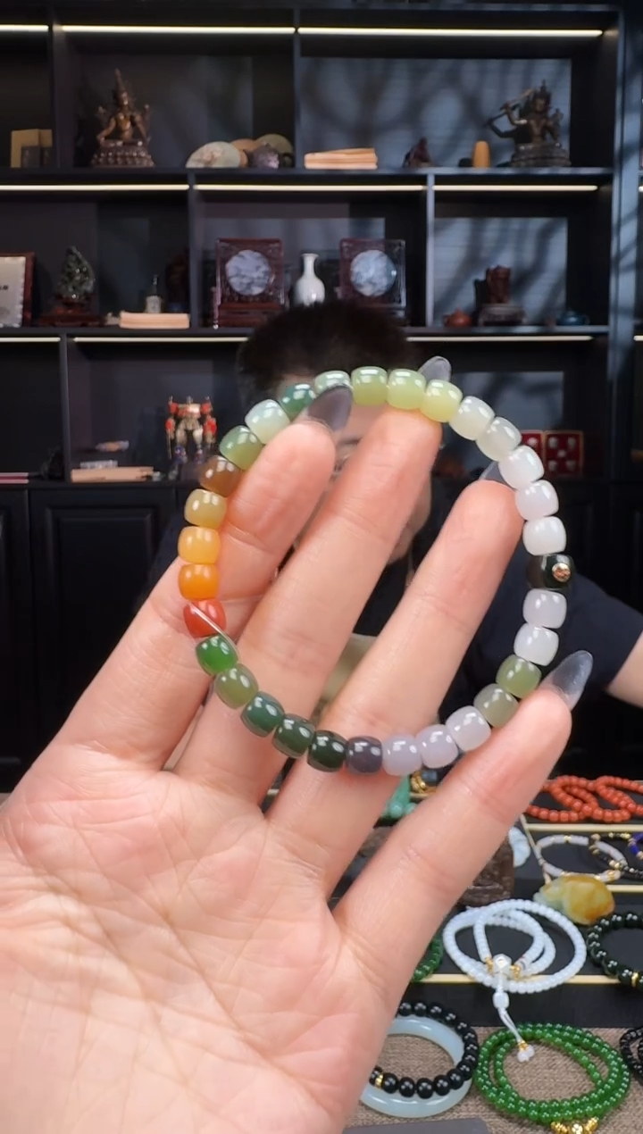 和田玉未镶嵌颈饰7mm多宝极致手串