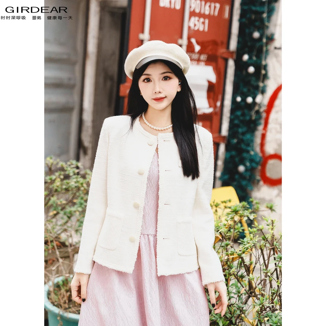 哥弟小香风外套新款简约法式优雅气质经典百搭通勤上衣女140042