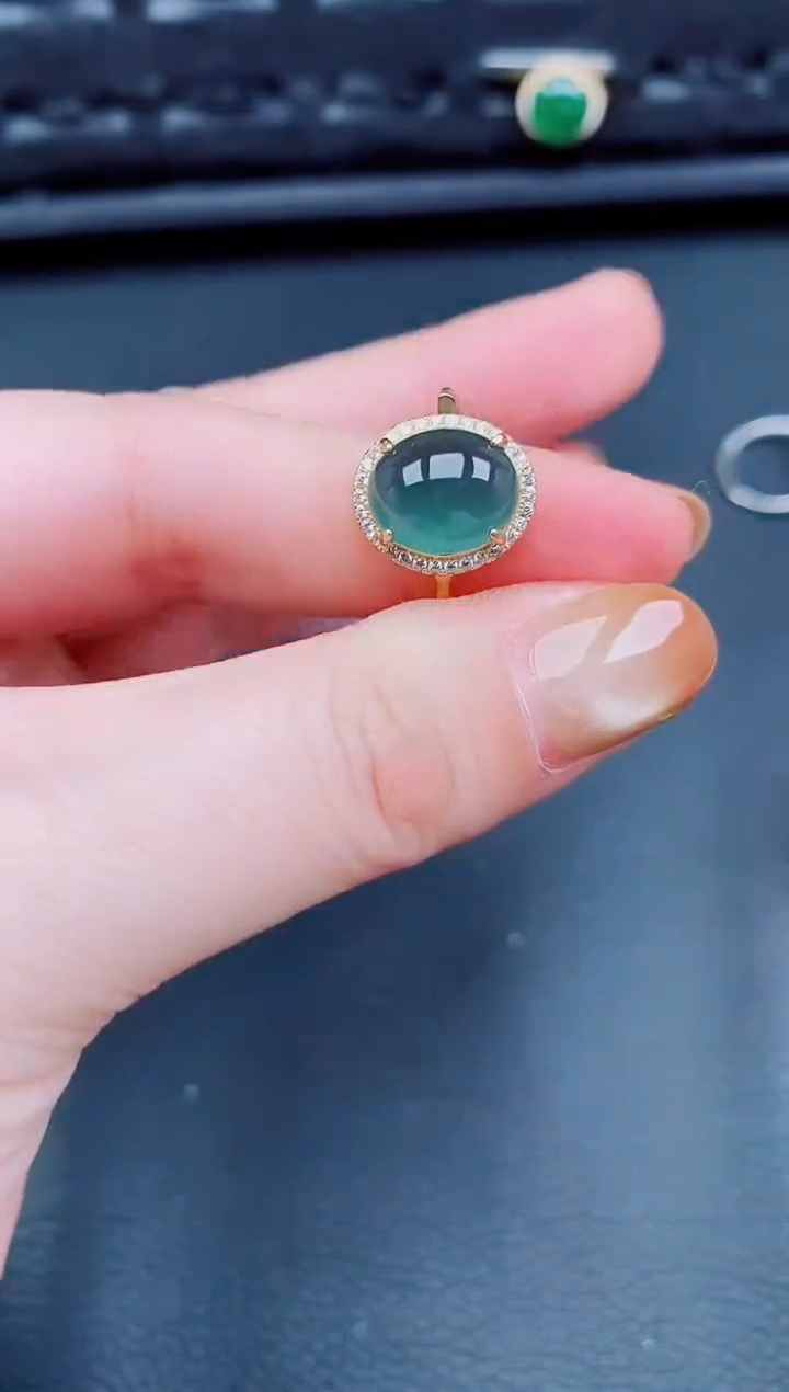 【闪购商品】翡翠戒指银S925镶嵌天然a货翡翠238