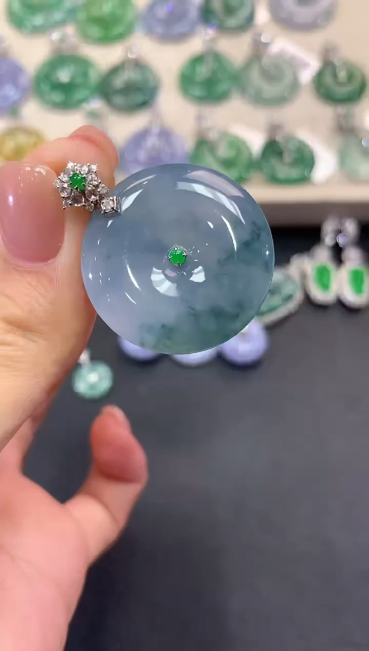 【闪购商品】翡翠吊坠(不含链)18K金镶嵌a46多样性一件发紫货有色差