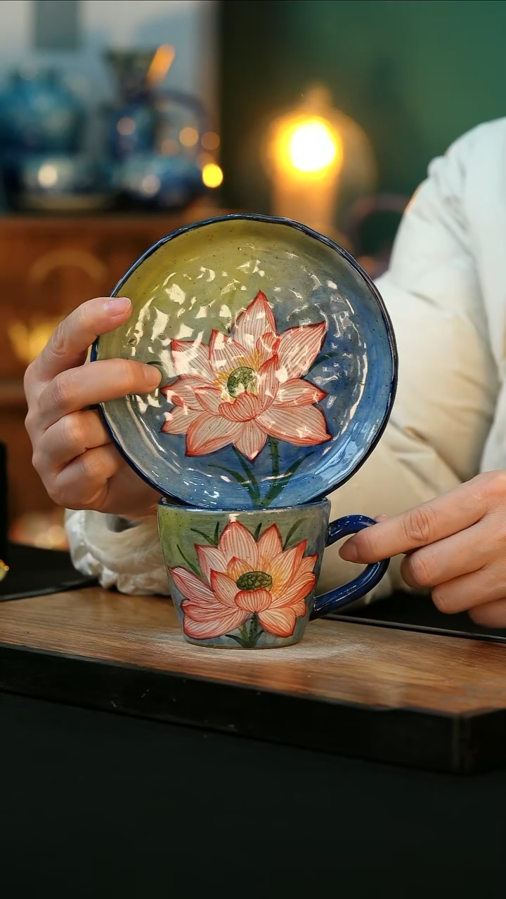 【闪购商品】杯手绘心瓷陶瓷浮力