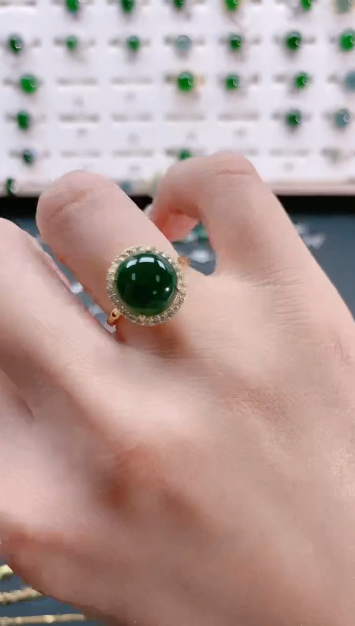 【闪购商品】翡翠戒指银S925镶嵌天然翡翠