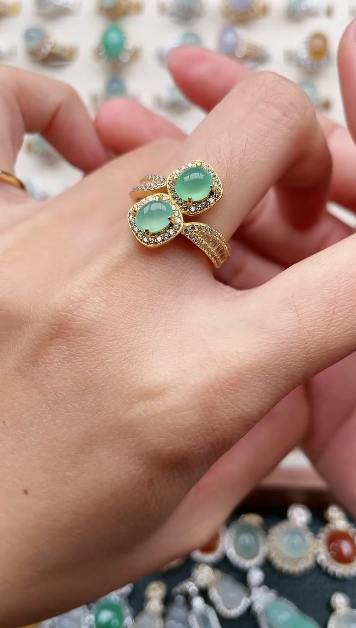 【闪购商品】翡翠戒指银S925镶嵌1111