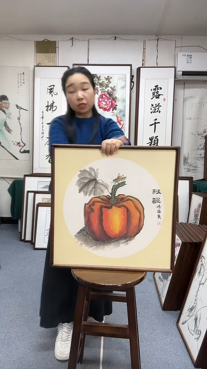 国画尺寸52*52实木画框京东包邮手绘