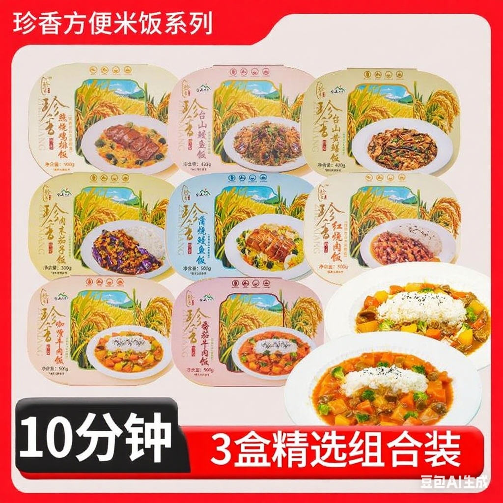 珍香方便米饭【3盒精选组合装】微波轻食台山大米方便速食免煮解馋