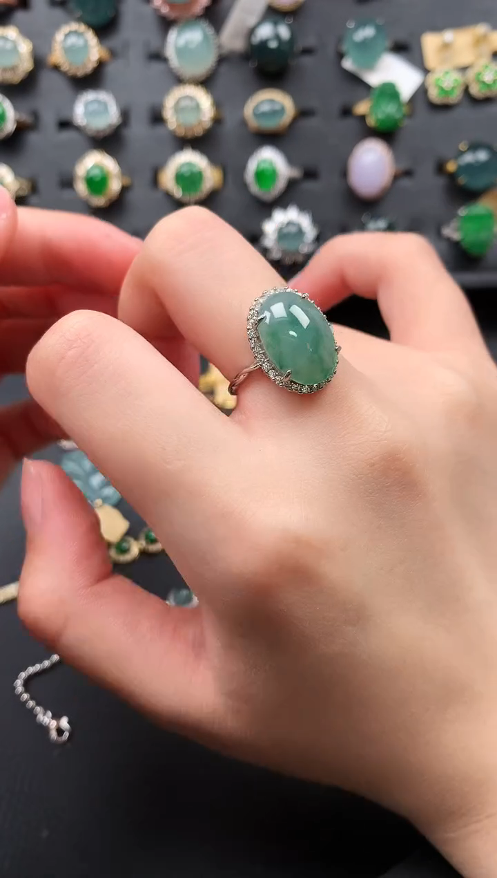 【闪购商品】翡翠戒指银S925镶嵌456747