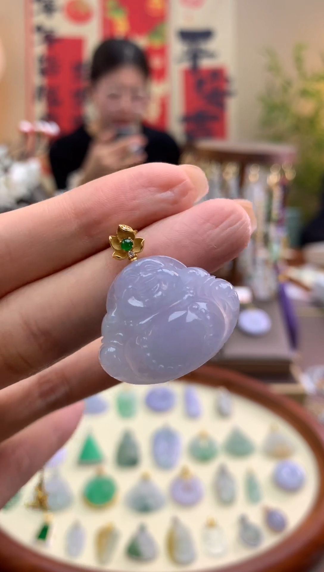 【闪购商品】翡翠颈饰18K金镶嵌佛公