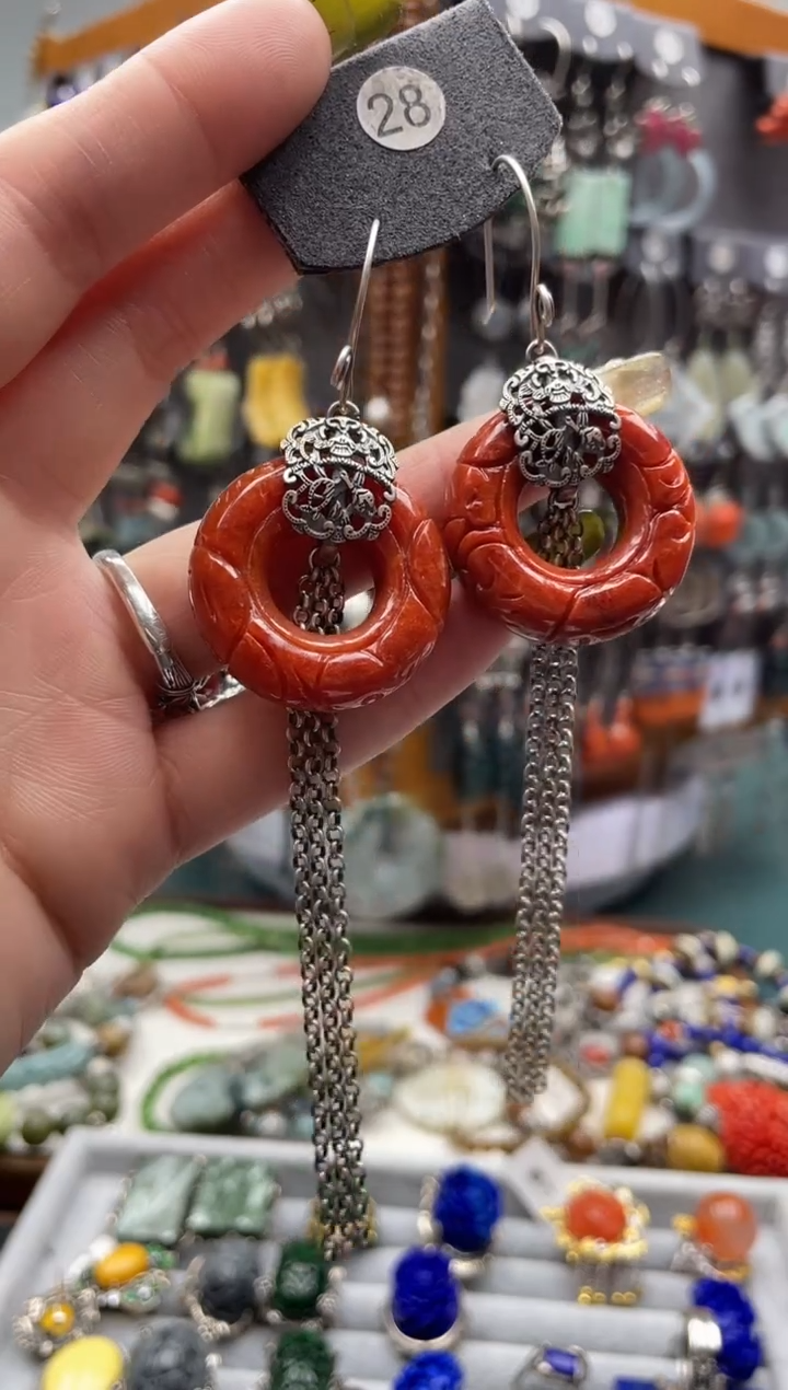 【闪购商品】翡翠耳饰银S925镶嵌饰品