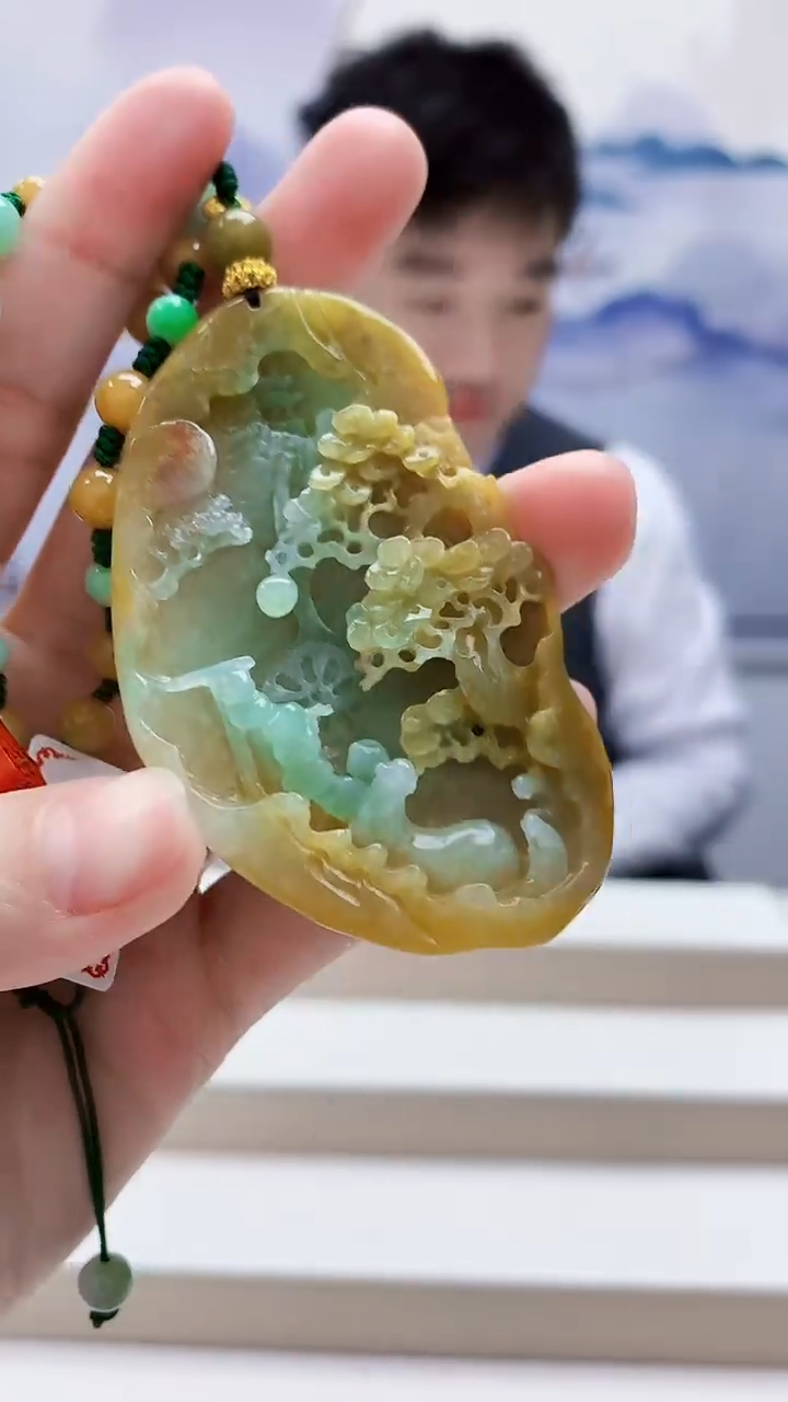 未镶嵌定制翡翠5176lr-毛货挂件赠珠链8