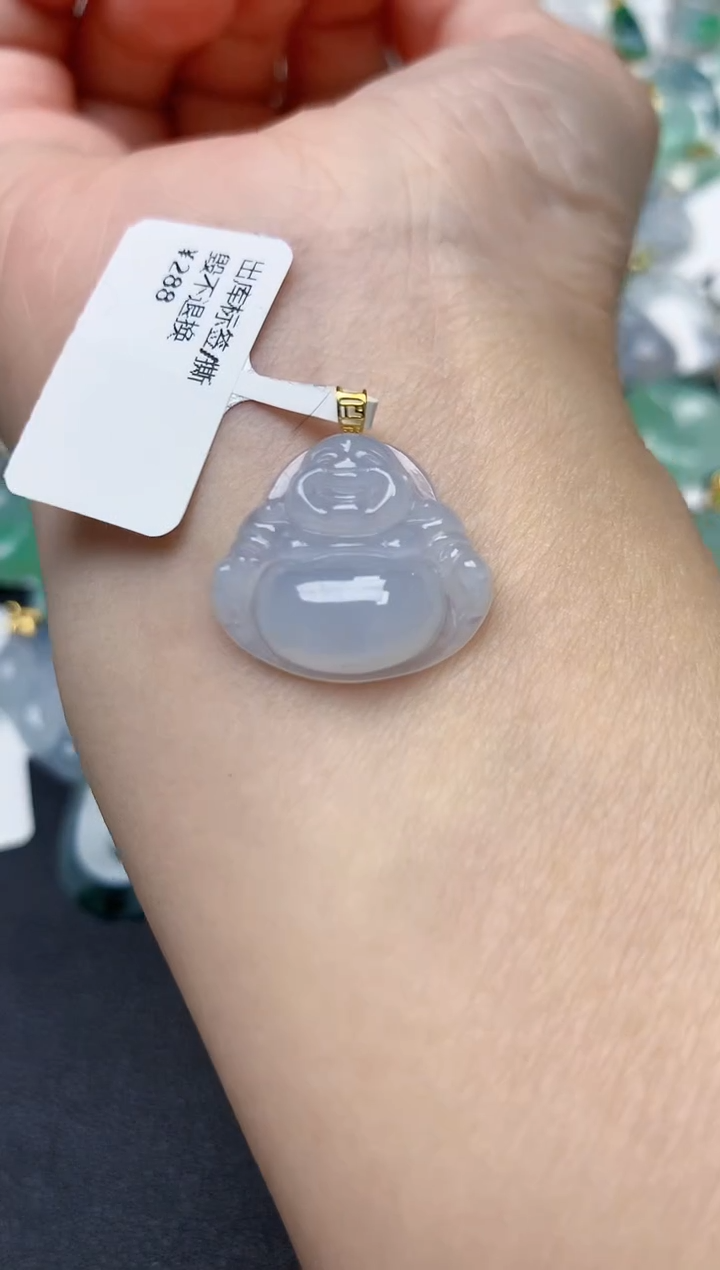 颈饰18K金镶嵌翡翠天然缅甸A货翡翠