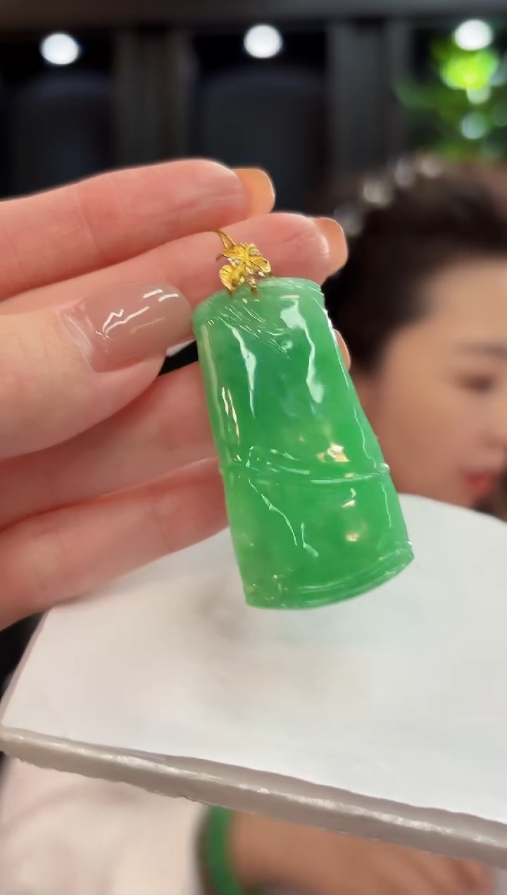 吊坠(不含链)18K金镶嵌翡翠 缅甸A货/支持复检/一件