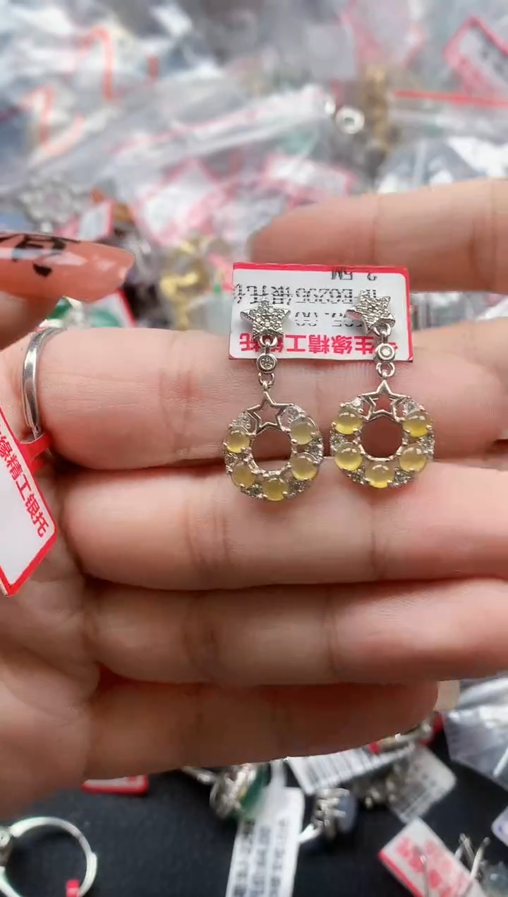 银S925镶嵌戒指翡翠天然A货缅甸翡翠