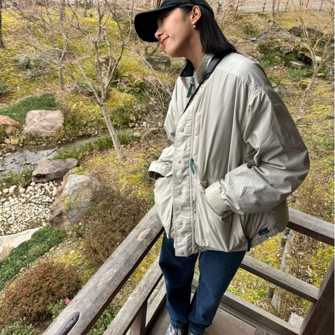 日系山系风户外元素撞色内衬盐缩肌理感廓形风衣宽松外套AW25245