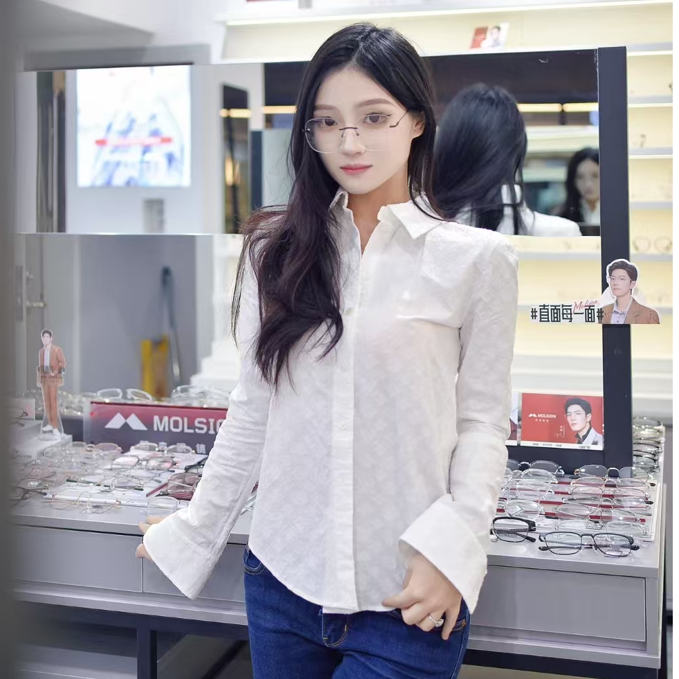 未使用 LouisVuitton/路易威登 满印长袖纹理衬衫 白色34-42