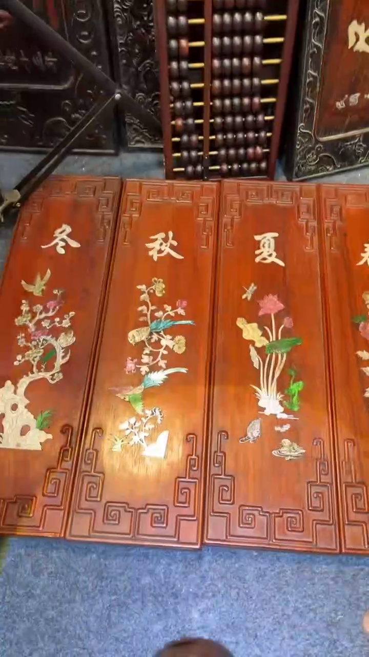 【闪购商品】非洲紫檀（红花梨）50x58cm四条屏