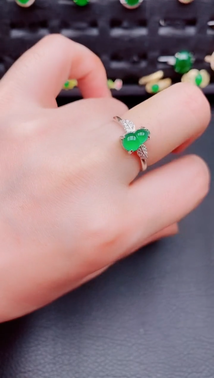 【闪购商品】翡翠戒指银S925镶嵌天然a货翡翠140