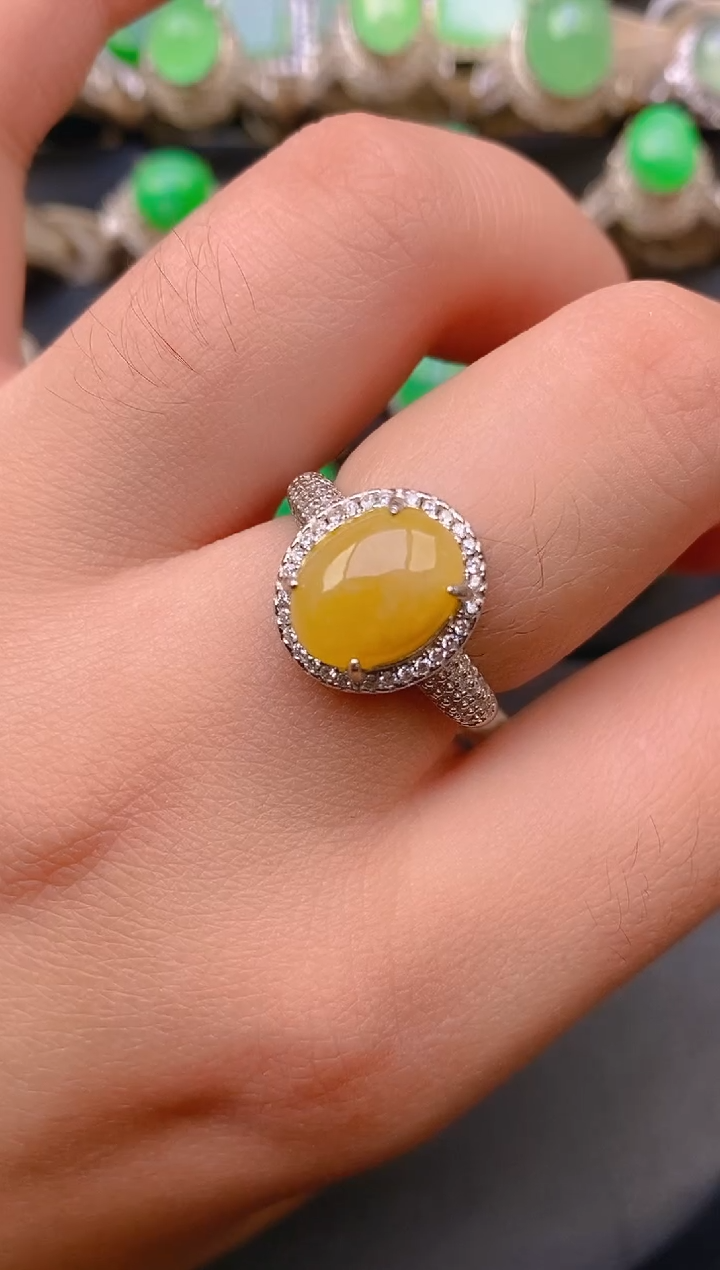 【闪购商品】翡翠戒指银S925镶嵌天然A货翡翠1