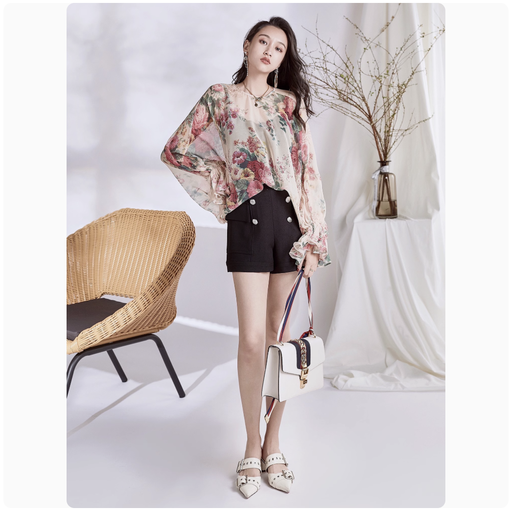 AS桑蚕丝真丝衬衫蝙法式衬衣 颜色随机