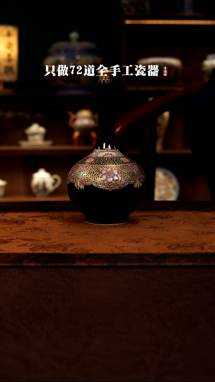 摆件陶清**月景德镇现代手工手绘陶瓷；600