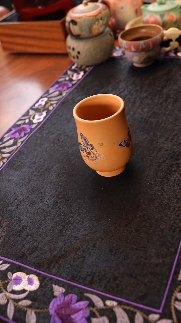 茶壶紫砂段泥蝴蝶杯
