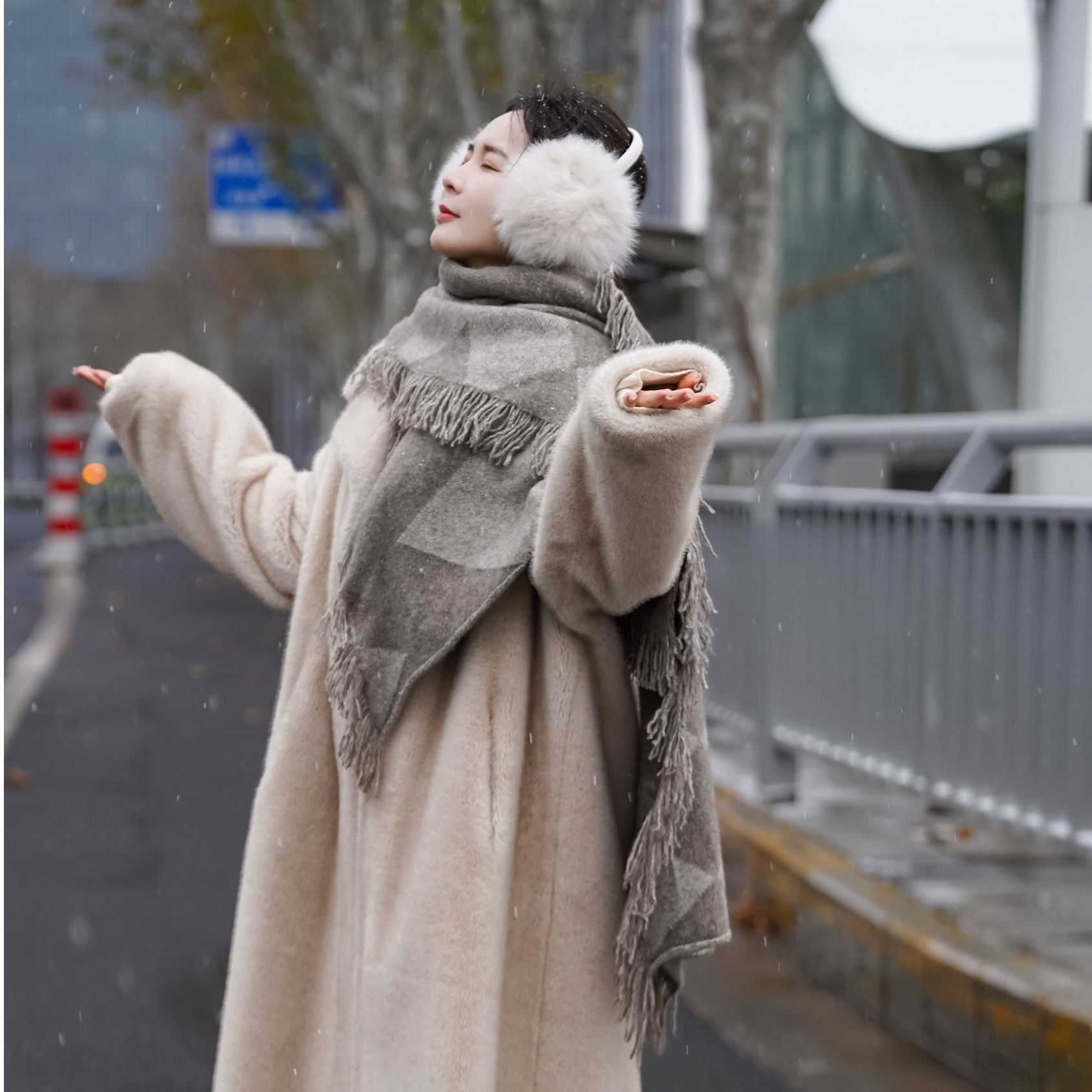 人造皮草 【木木琳专属】极简百搭长大衣244W084G||X.W限量