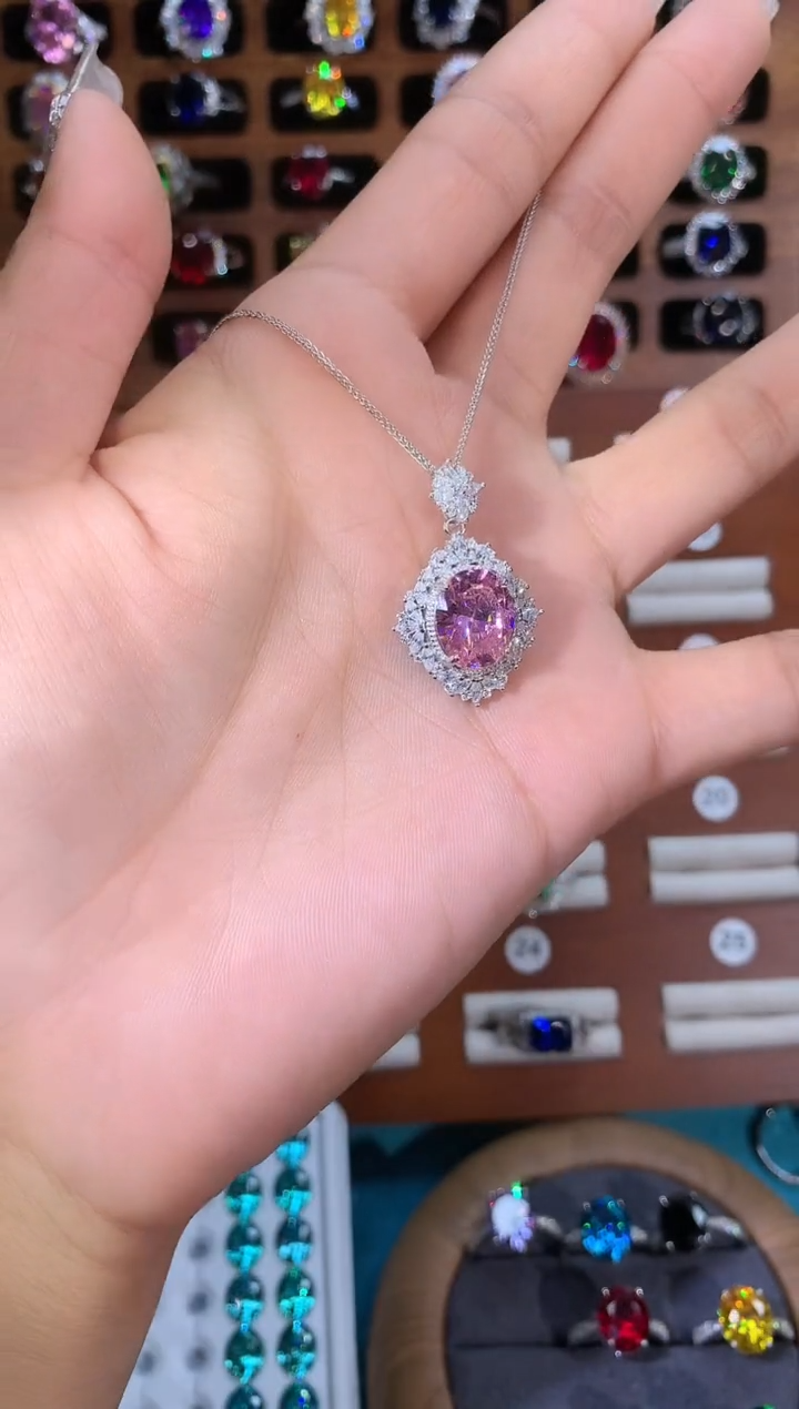 无吊坠925银满火彩帕帕粉色鸟巢切1012