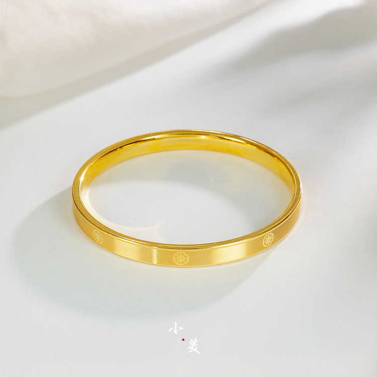 足金999拉丝卡家满天星手镯宽版6mm G90420