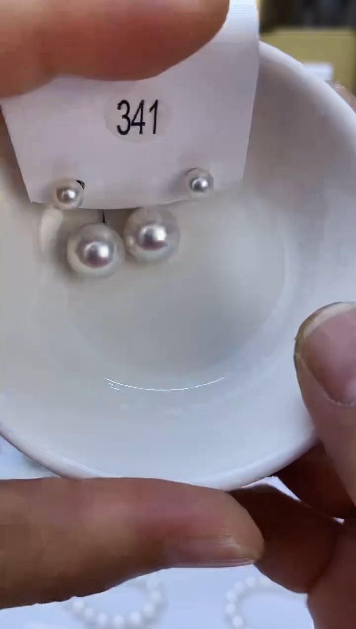 银S925镶嵌耳饰淡水珍珠341