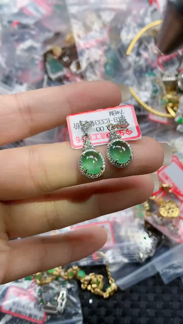 银S925镶嵌戒指翡翠天然A货缅甸翡翠