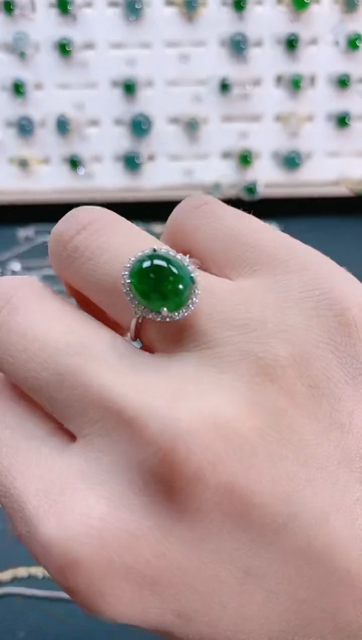 【闪购商品】翡翠戒指银S925镶嵌天然翡翠
