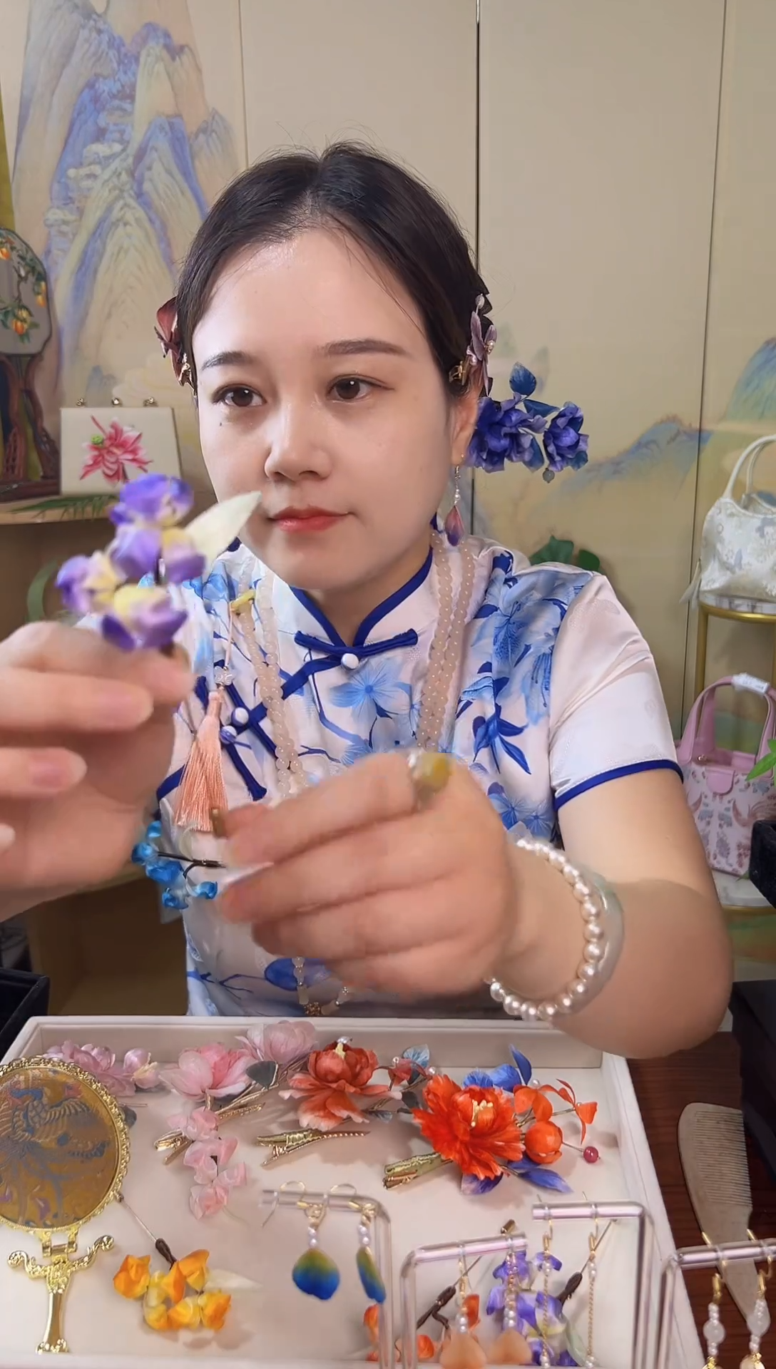 织绣非遗纯手工绒花