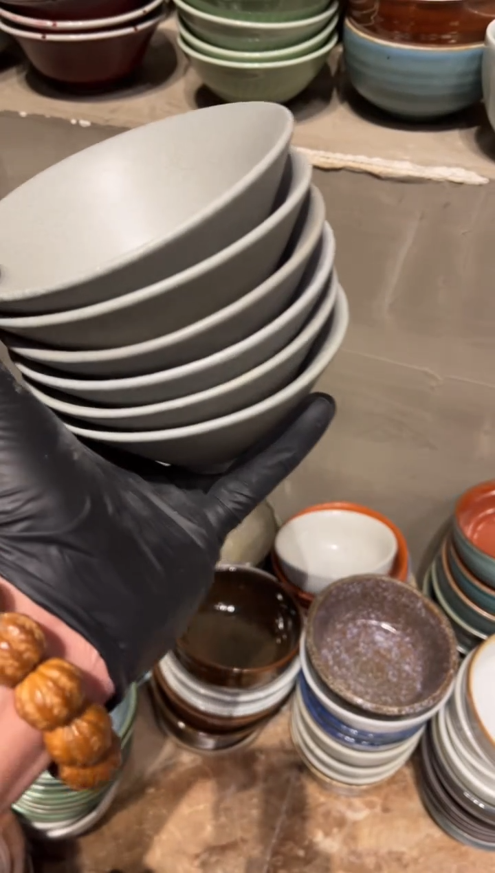 【闪购商品】瓷片869 灰斗笠小米饭碗6个