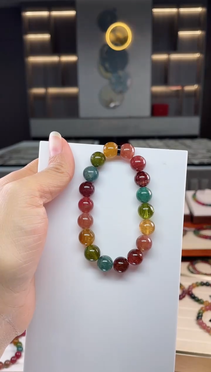 未镶嵌老矿碧玺彩虹单圈手串10mm+碧玺（多样性发一条）Q