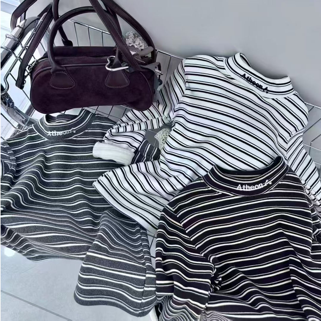 510220  韩版冬款男童女童休闲舒适时尚时尚百搭条纹打底衫