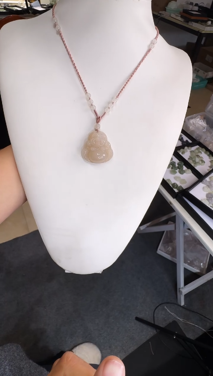 【闪购商品】和田玉颈饰未镶嵌35藕粉佛公