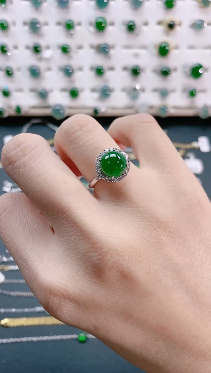 【闪购商品】翡翠戒指银S925镶嵌天然翡翠